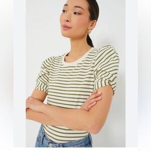 Pomander Place Cream and Green Striped Top